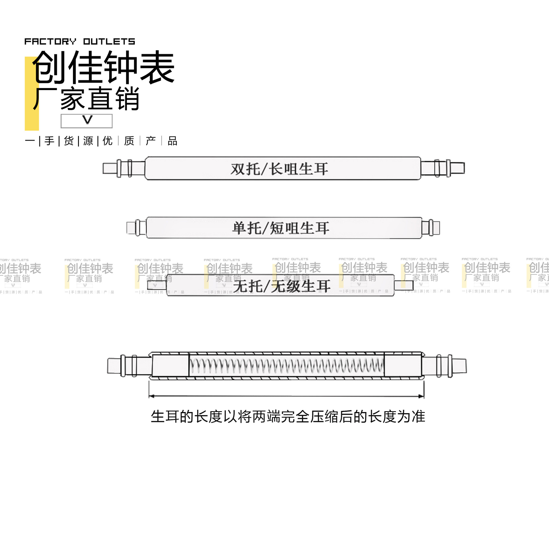 Factory wholesale switch raw ear smart watch strap connection activity lever stainless steel quick release switch raw ear