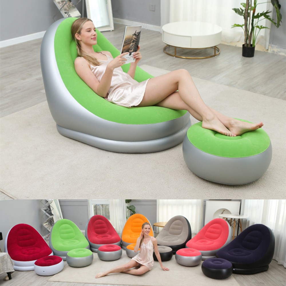 Кросс-бордовая фабрика ПВХ флокированный надувной диван ленивый диван реклайнер воздушная подушка кресло для отдыха в наличии оптом