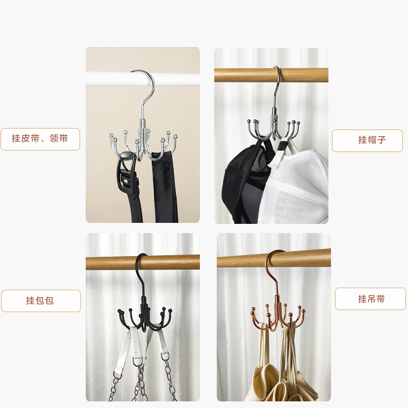 Cross-Border Creativity 360 ° Rotatable Eight-Claw Hook Underwear Suspender Hook Hat Tie Hook Storage Rack