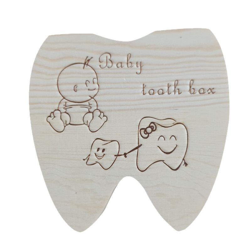 Fetal Hair Supply New Tooth House Wooden Deciduous Tooth Box Fetal Hair Umbilical Cord Tooth Storage Box Infant Souvenir