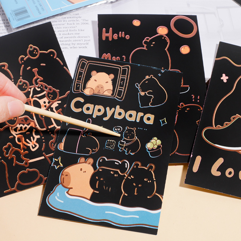 New Kapibala Scratch-Off Book, Colorful Scratch-Off Book, Black Drawing Paper, Graffiti Book, Kidsren's Prize Gift