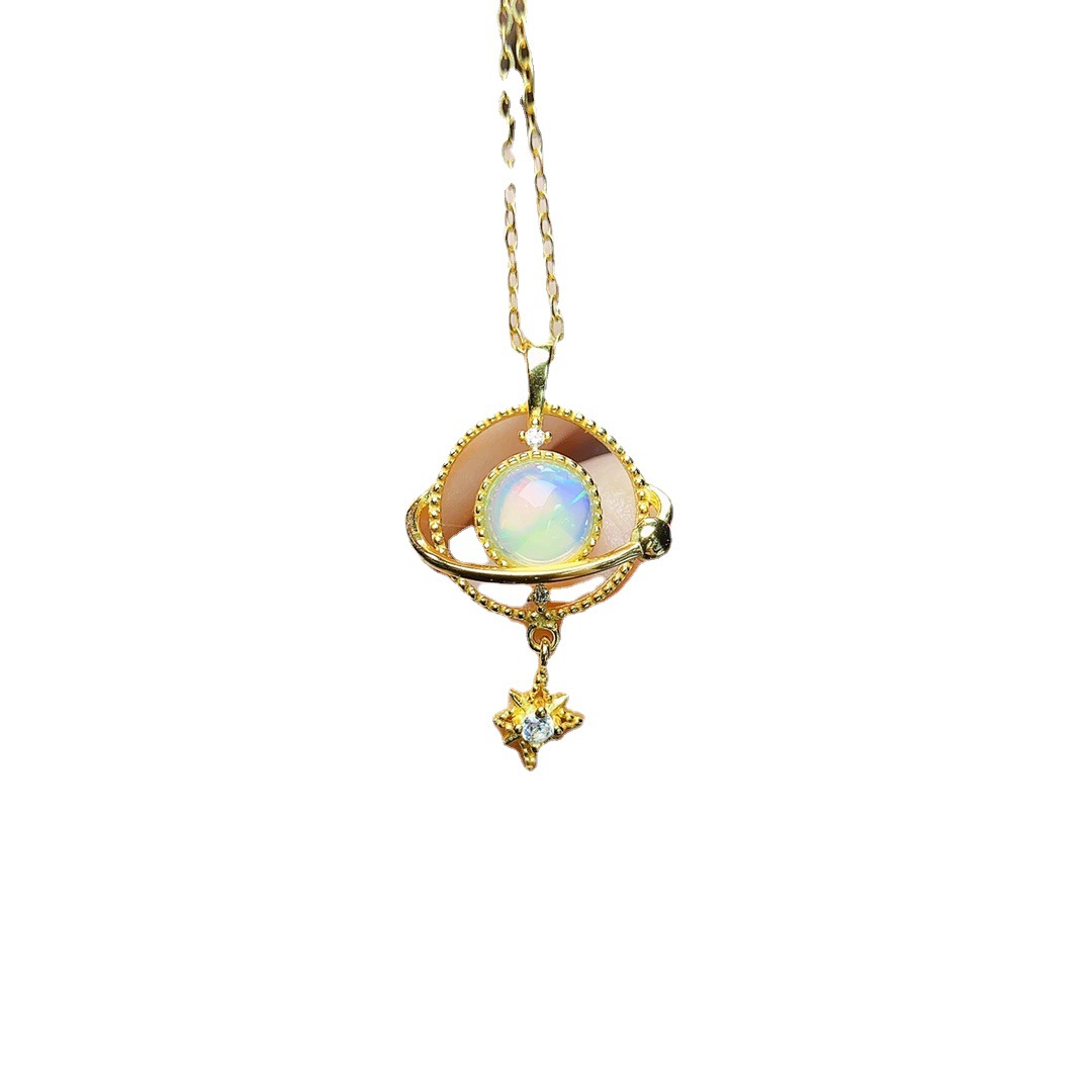 Factory wholesale explosions natural white opal pendant S925 silver inlaid main stone 6*6 selling Europe and the United States a generation of hair