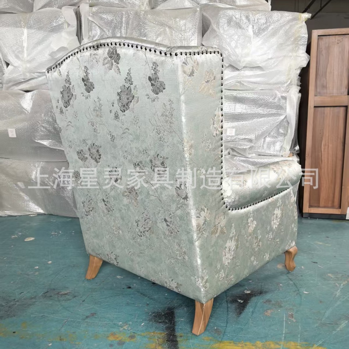 American-Style Retro Tiger Chair, Light Luxury Single Sofa Set, Small Apartment Reclining Balcony Leisure Floral Lazy Sofa