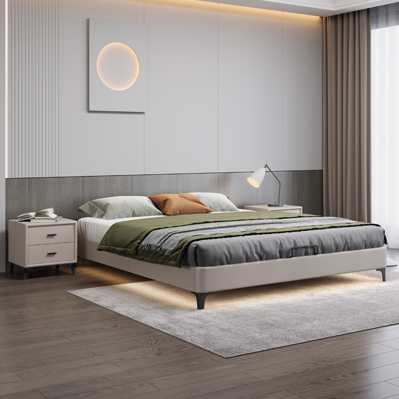 Non-bedside Suspension Bed Modern Simple Single Double Low Bed Full Solid Wood Tatami Bedroom Bay Window Row Frame Bed Frame