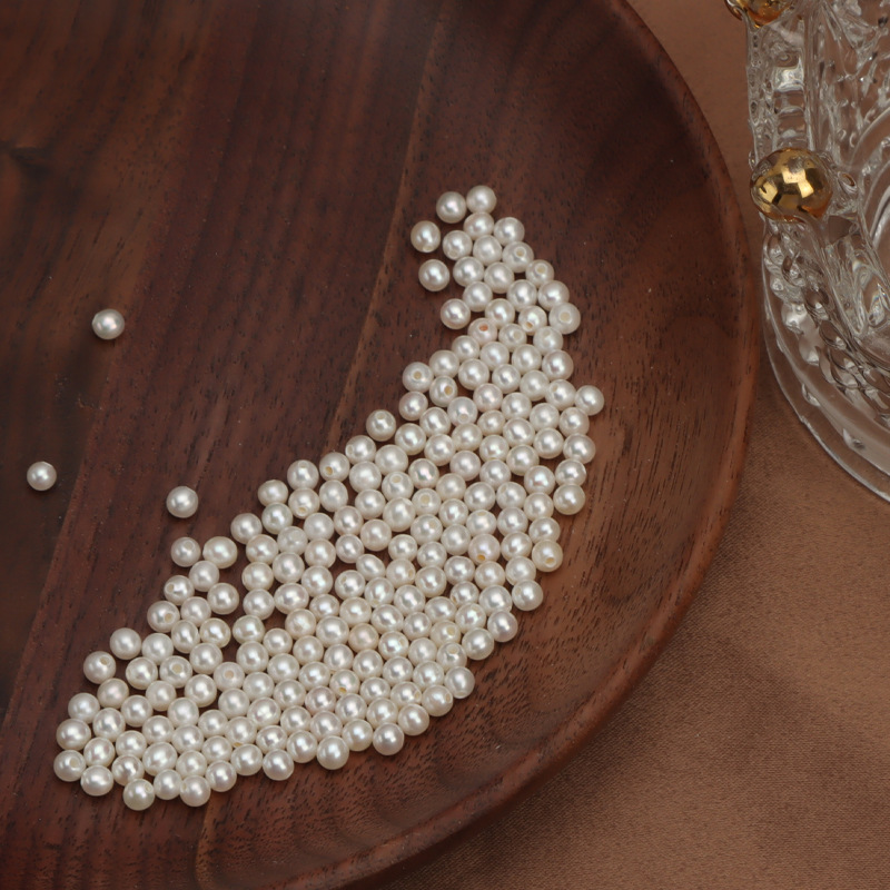 Strong Luster, Perfectly Round 3mm Half-Drilled Round Beads, Loose Natural Freshwater Pearls, DIY Jewelry Accessories Materials, in Stock Wholesale