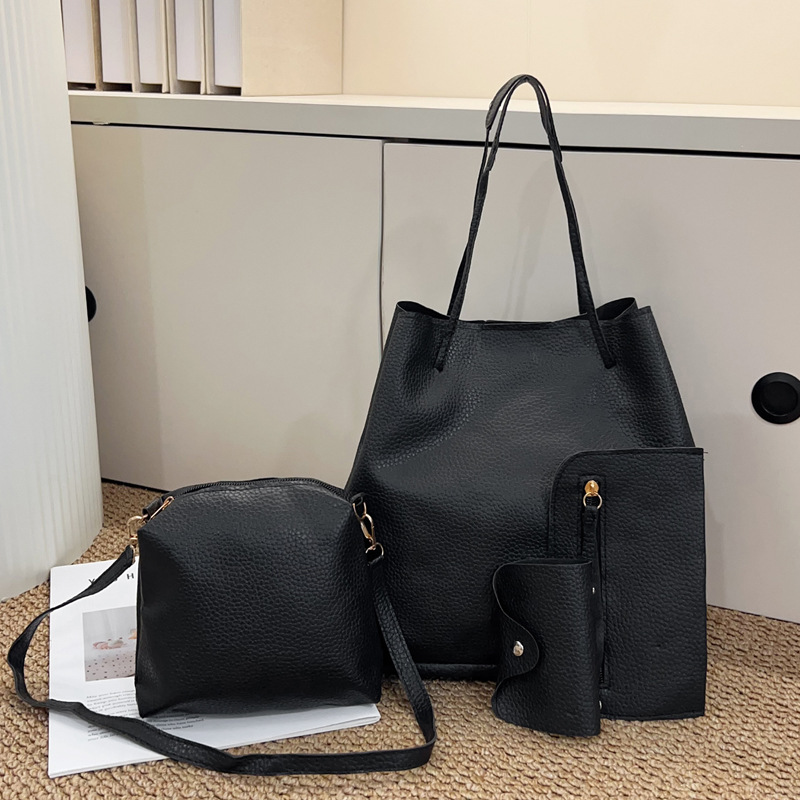 2025 New Style Pebbled Four-Piece Bag Cross-Border Foreign Trade Women's Bag Simple Fashion Shoulder Bag Crossbody Bag Bucket Bag