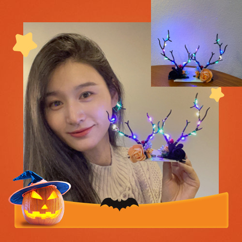 Halloween Headdress Dark Night Rose Butterfly Headband Female Photo Props Decoration Luminous Headband Dress up Hair Accessories