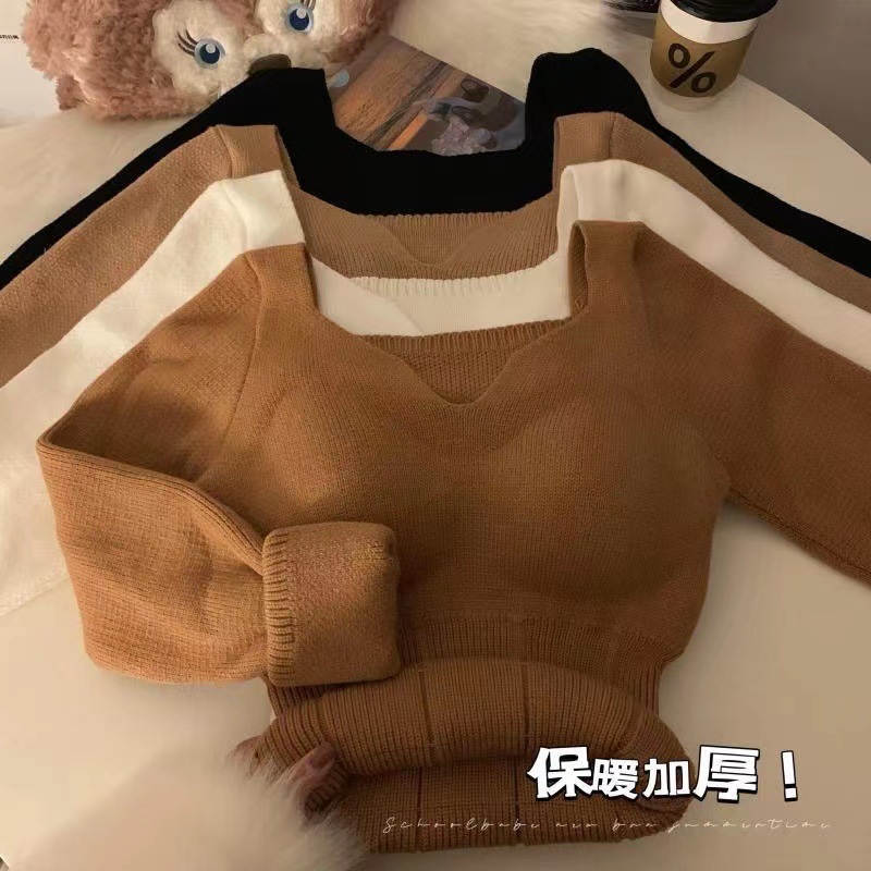 Осенне-зимнее термобелье с нагрудной подкладкой женский осенний топ с длинным рукавом внутренний и внешний трикотажный свитер базовая рубашка