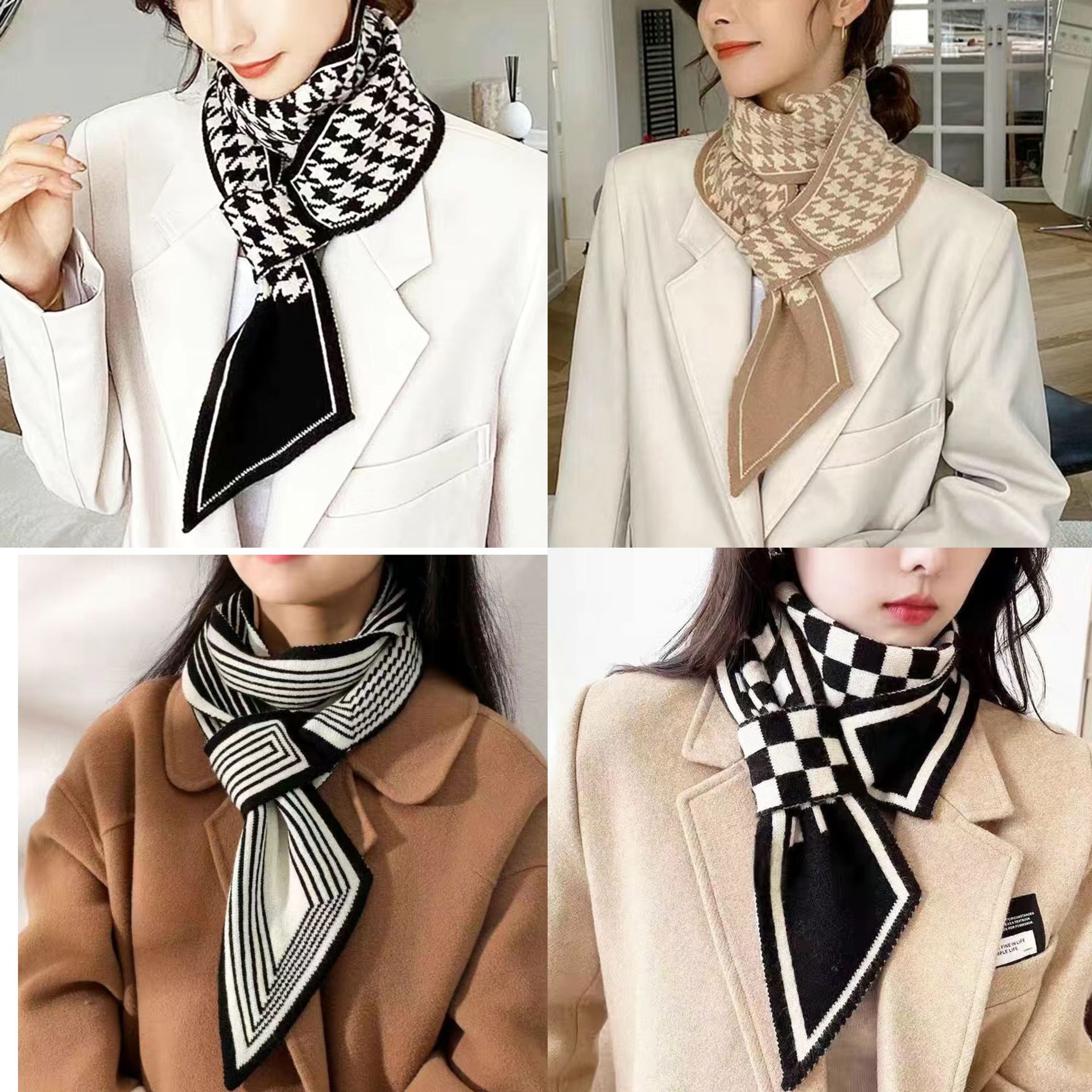 Корейский ретро теплый вязаный шерстяной шарф с пуговицами, женская модная универсальная шаль для защиты шеи от холода