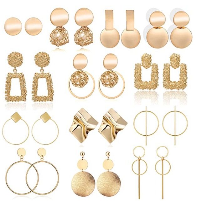 Кросс-бордерные европейские и американские популярные бохо серьги, набор геометрических металлических круглых серьг, оптовая продажа