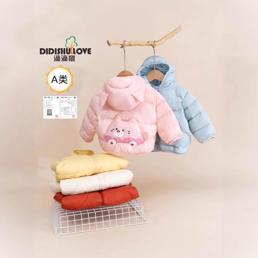 Новая национальная стандартная 90% пуховка для детей, зимняя легкая верхняя одежда для малышей с капюшоном, милый детский стиль