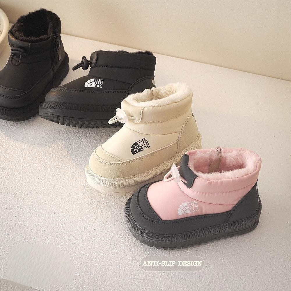 Baby Snow Boots Fleece-Lined and Thickeneded 2024 Winter New Style Boys' Soft-Soled Snow Cotton Girls' Warm Waterproof Cotton Shoes