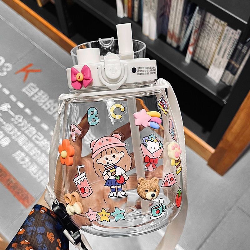 Big Belly Cup Women's Water Cup High-Looking Summer Large-Capacity Kidsren's Strap Extra Large Water Kettle Ton Bucket Portable Straw Cup