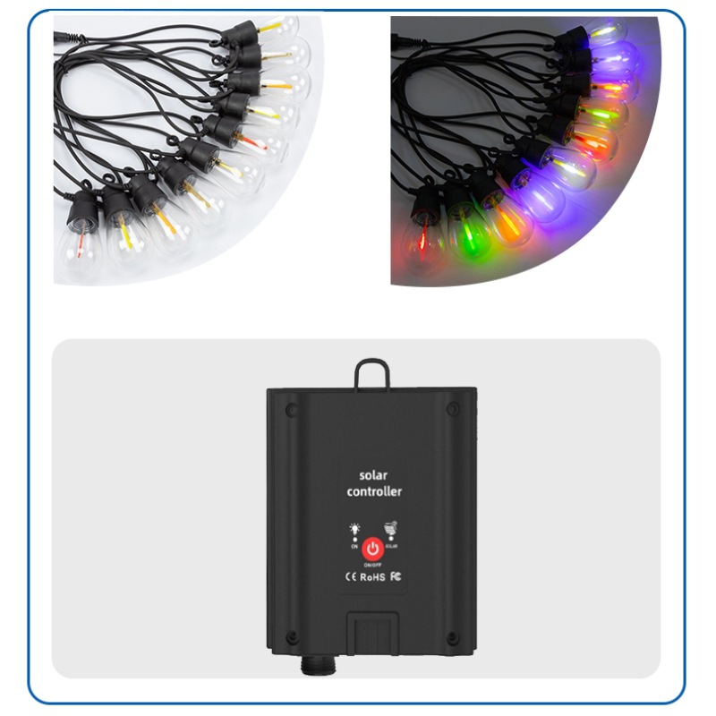 Cross-Border Light with New Outdoor Camping Style Atmosphere Light String Waterproof Solar Decorative Garden Light S14 Meteor Light