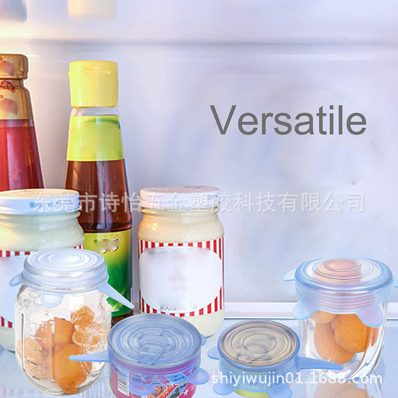 New Silicone Pet Can Lid Multi-Purpose 6.5Cmfda Food Grade Stretchable Sealed Silicone Fresh-Keeping Lid