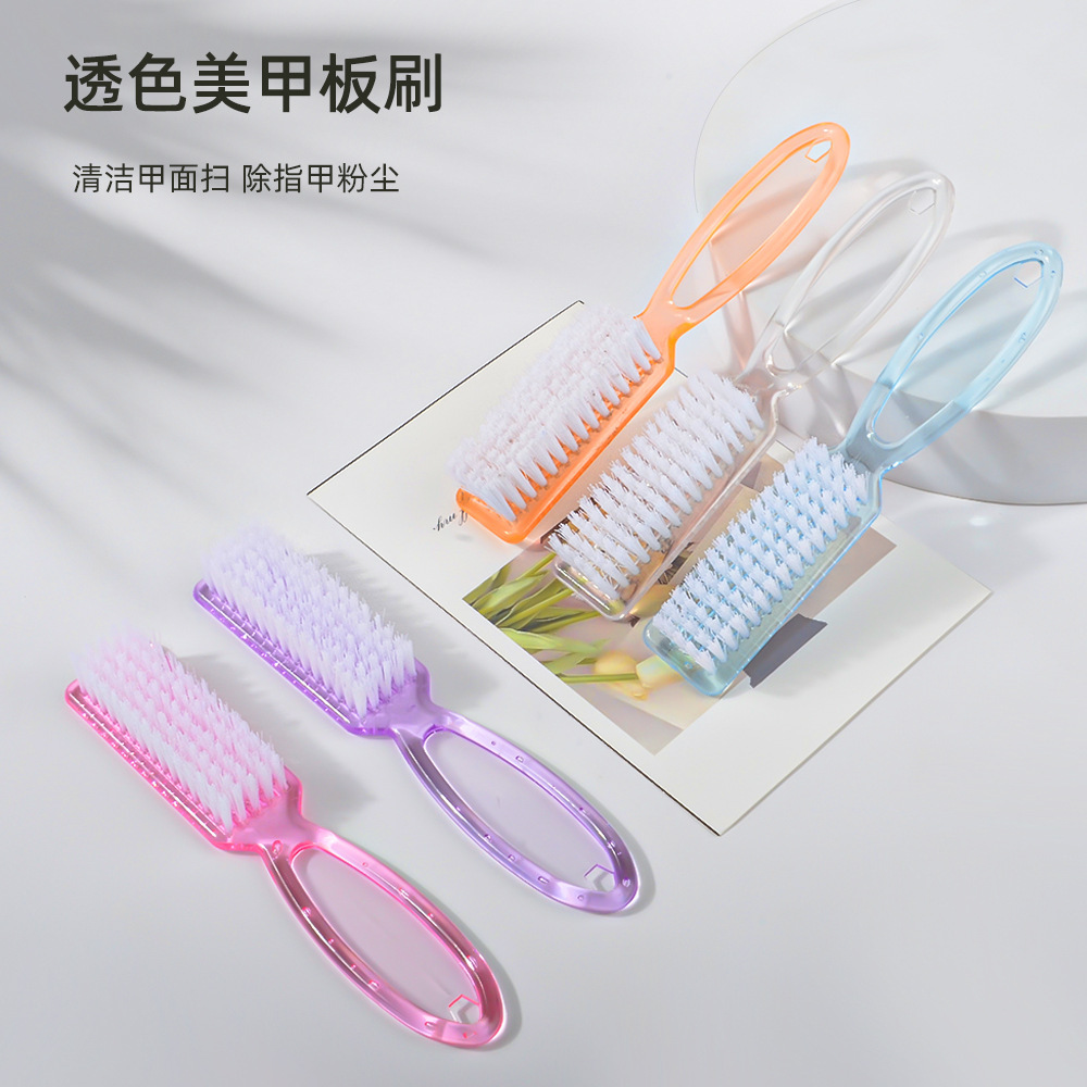 Cross-Border Supply of Transparent Long-Handled Nail Brushes, Square Plastic Cleaning Non-Shedding Manicure Crystal Brush Manufacturers