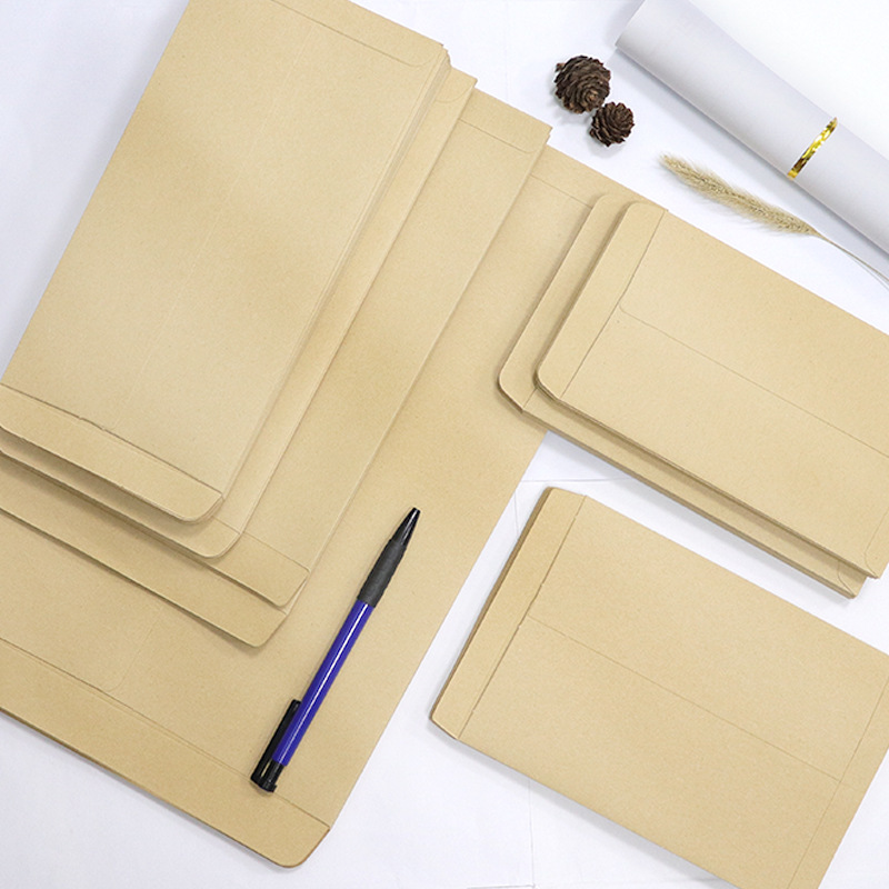Yellow blank wordless envelope wholesale a4 kraft paper thickened invoice envelope kraft paper bag set printing production
