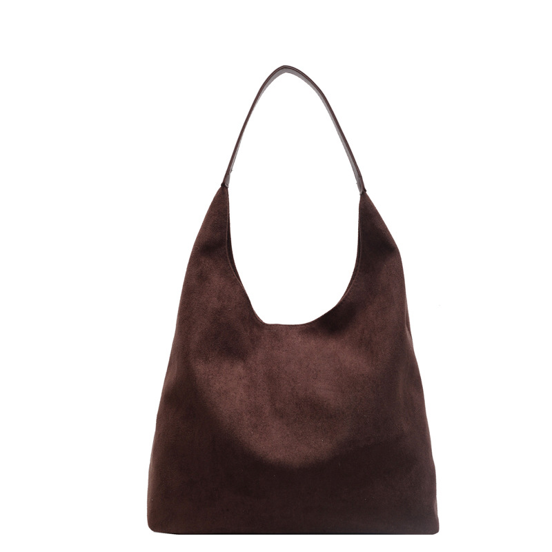 Relaxation Large Capacity Bag Women's 2024 New Autumn and Winter Commuter Shoulder Bag Suede Tote Bucket Bag