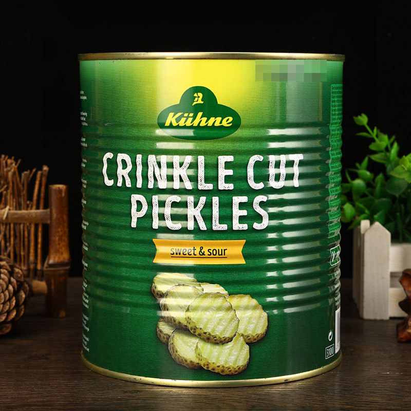 Guanlius acid cucumber slices 3.285kg imported from Germany with hamburger sandwich 0 fatty acid cucumber canned for commercial use