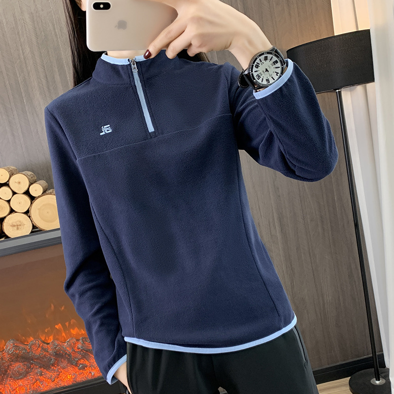 24C91 new 2024 sports outdoor half zipper dense velvet collar base coat women's ultra light fleece