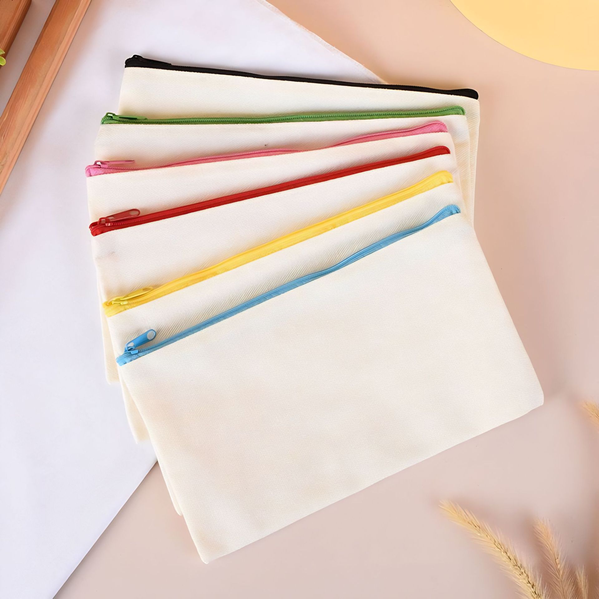 Blank Zipper Canvas Pencil Bag Cosmetic Bag Toiletry Bag Storage Bag Canvas Bag Amazon Cross-Border Portable Pencil Bag