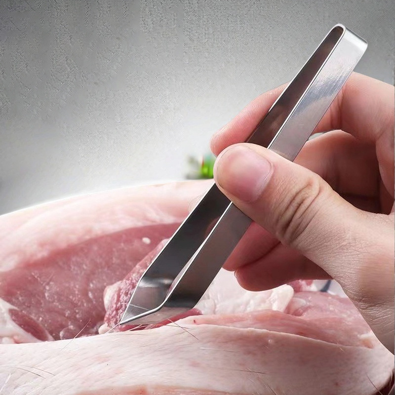 Stainless steel hair plucker fish bone plucker kitchen pig hair clip thickened chicken duck goose hair clip plucking tweezers garlic stripper