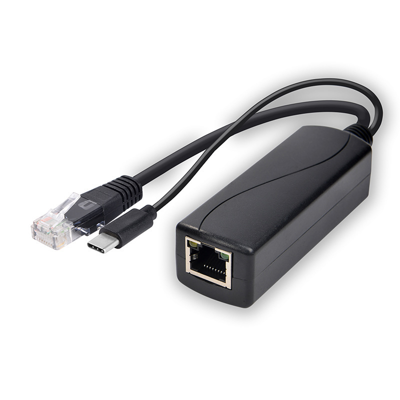 100 megabytes standard POE splitter 48V to 5V2.4A Micro USB/TYPE-C/dc5.5 * 2.1 optional