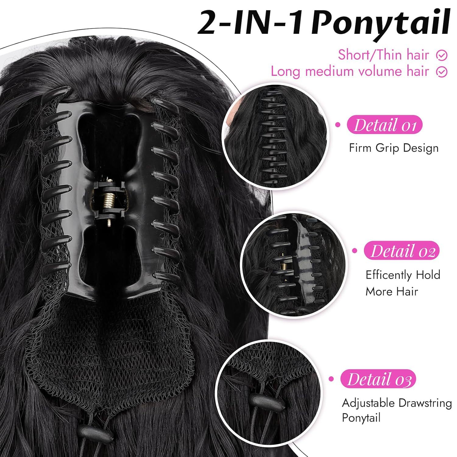 Wig ponytail high temperature silk water ripple long curly hair fluffy corn hot clip ponytail hair extension Ponytail