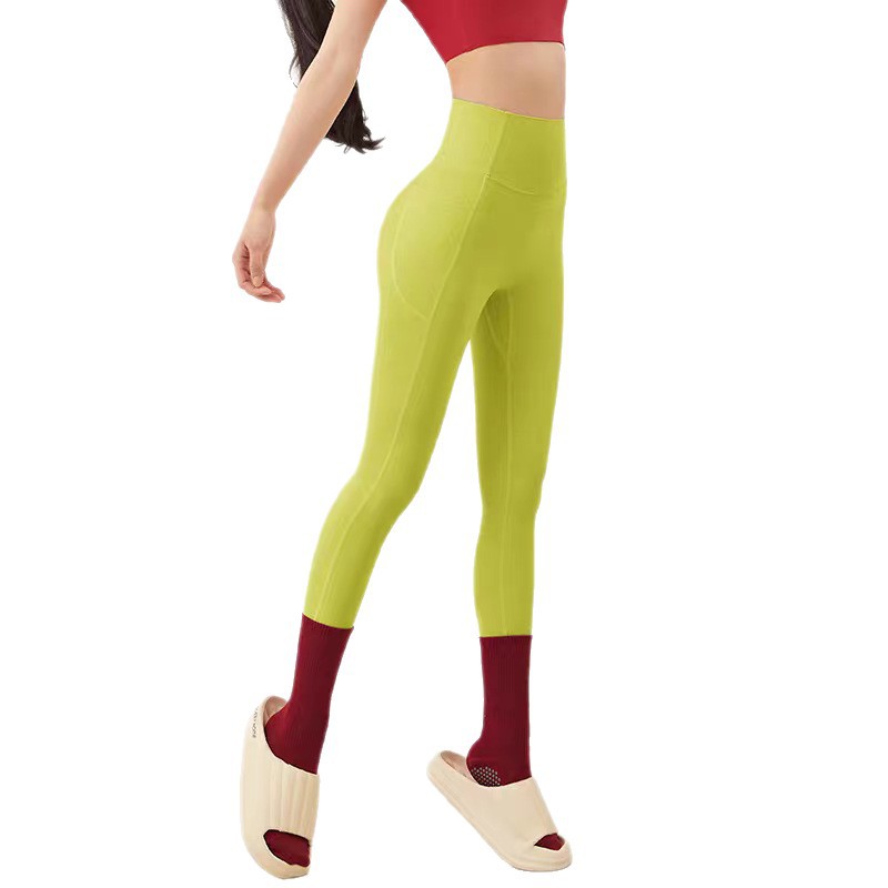 Nude Fitness Leggings for Women with Smile Line Butt Lift Sports Leggings for Women Outdoor High Waist Seamless Nine-Point Yoga Pants