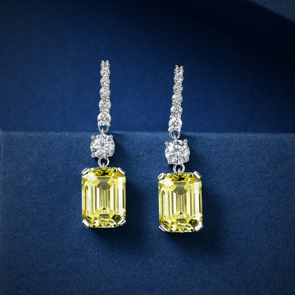 Ювелирные изделия Shipei, импортные, 925 серебро, 8*11, высокоуглеродные алмазные серьги, прямоугольные, скошенные, 4 карата, женские серьги с крючком