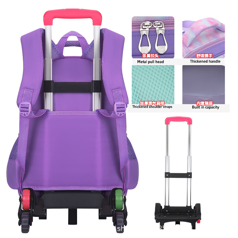 Factory Ready Stock Cross-Border Mermaid Three-Piece School Bag Set for Primary School Students in Grades 1-3-6, Can Be Fitted with a Trolley