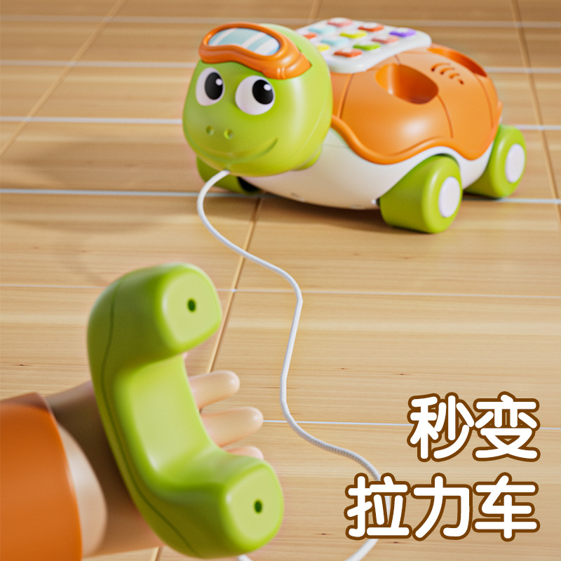Baby Toys Infant Early Education Machine Crawling Sensor Turtle Phone Trailer 0-1-3 Years Old Boys and Girls Landline Music