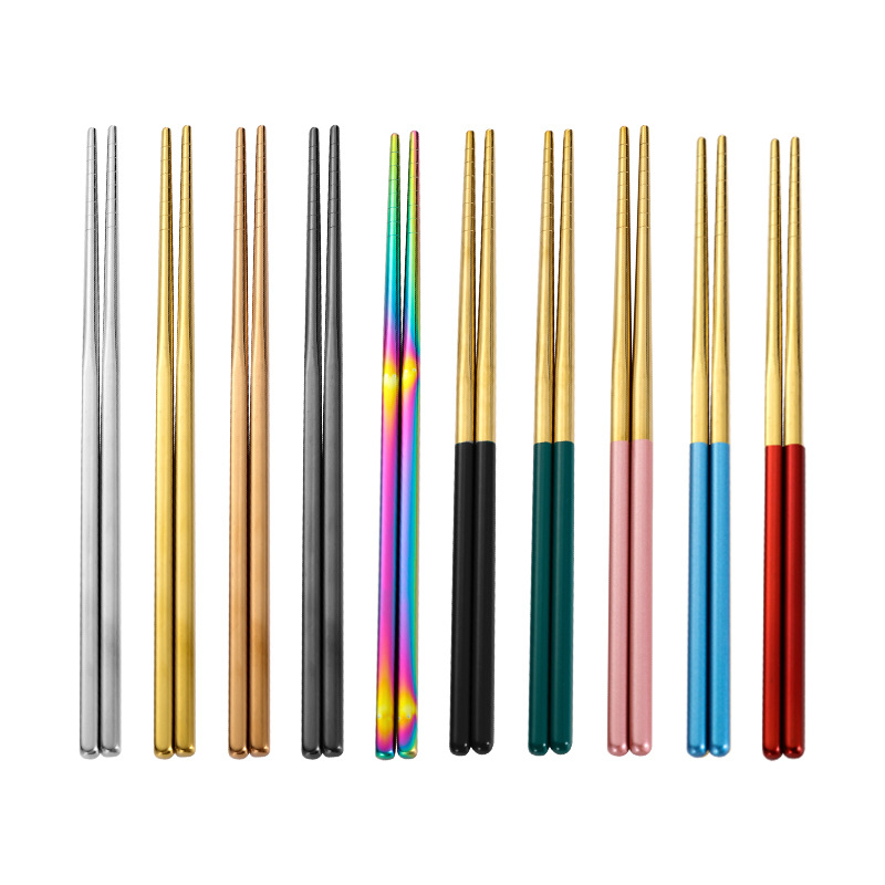 Stainless Steel Chopsticks Household Non-slip Commercial Chopsticks One-person Chopsticks Household Metal Chopsticks Color Public Chopsticks Single-person Set