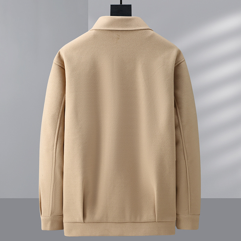 Plus Size Men's Woolen Coat Extra Large Loose Fat Man Casual Warm Jacket Men's Pure Color Windbreaker