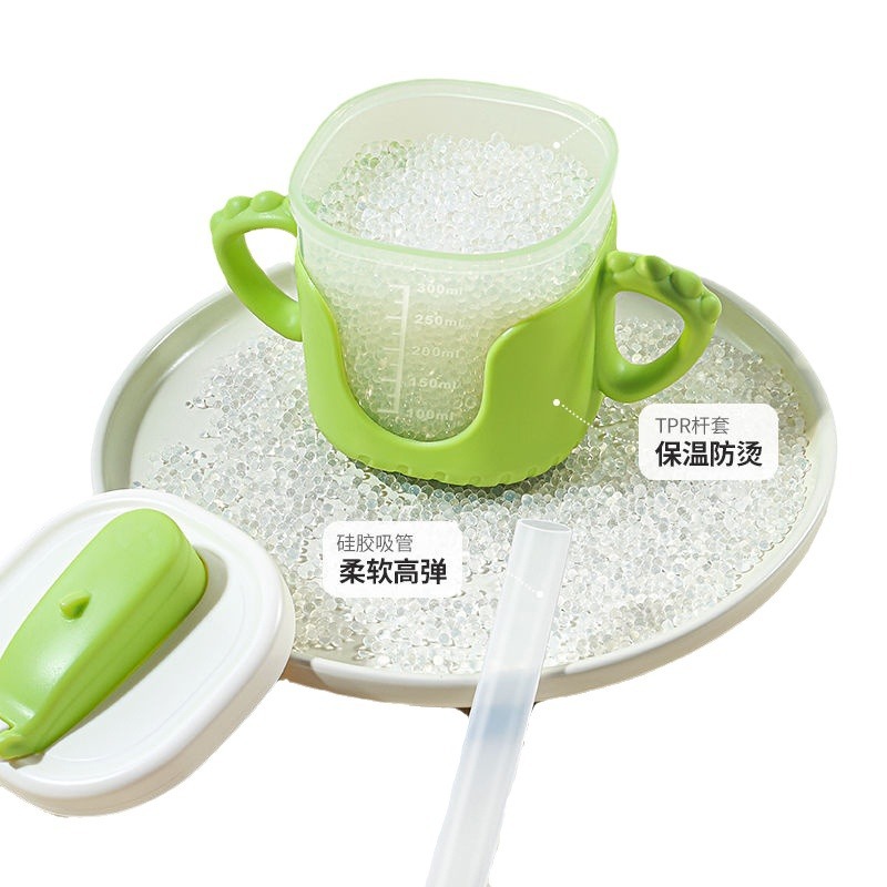 Children's Milk Cup Baby Baby Baby's Milk Heat Insulation Anti-fall Anti-scalding Anti-leakage Water Cup with Lid Scale Straw