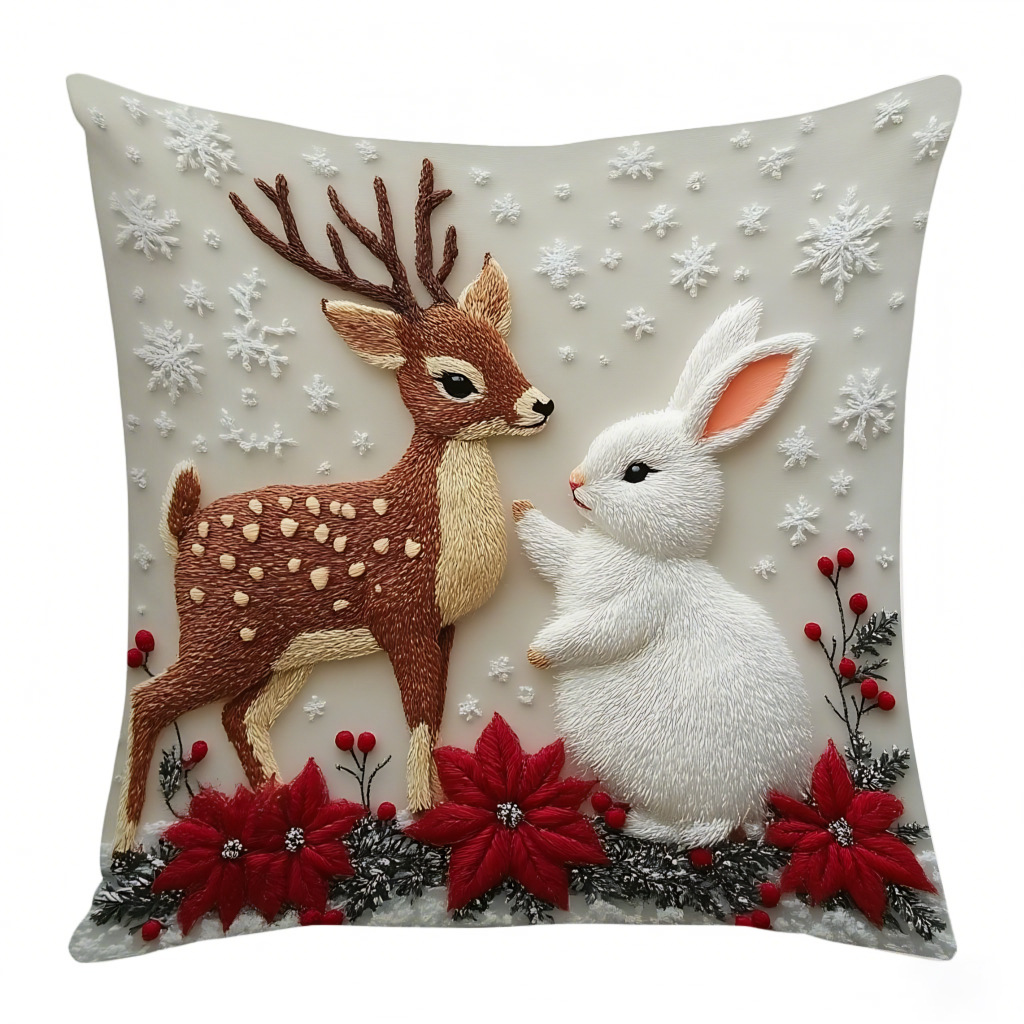 Factory Ready-Made Christmas Pillow Cover Holiday Elk Rabbit Decorative Sofa Atmosphere Decorative Linen Pillow