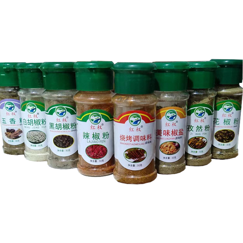 Barbecue seasoning eight-piece set bottled outdoor picnic portable with cumin spiced powder pepper Salt Black pepper barbecue material