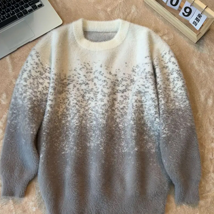 Tie-Dye Gradient Knitwear Men's Winter Couple's Knitwear Lazy Style High-End Retro Soft Waxy Bottoming Knitwear