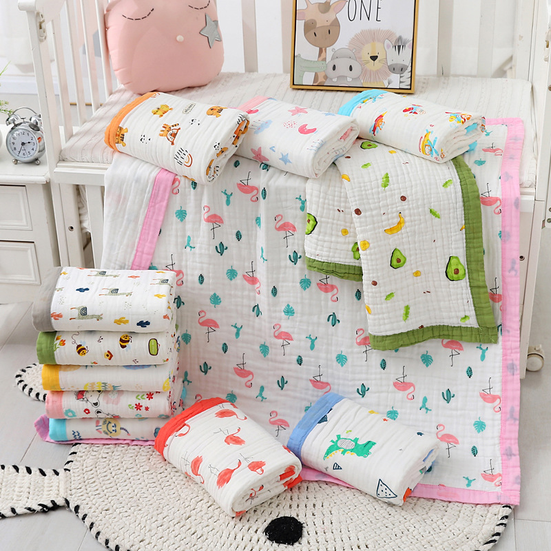 Children's bath towel cover blanket children's quilt six-layer cotton gauze baby products gauze kindergarten baby cartoon bath towel