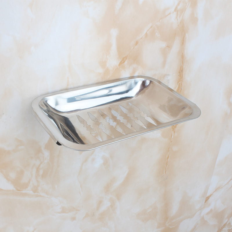Hotel Stainless Steel Draining Soap Dish Bathroom Wall-mounted Soap Dish No-hole Installation Soap Rack Soap Box