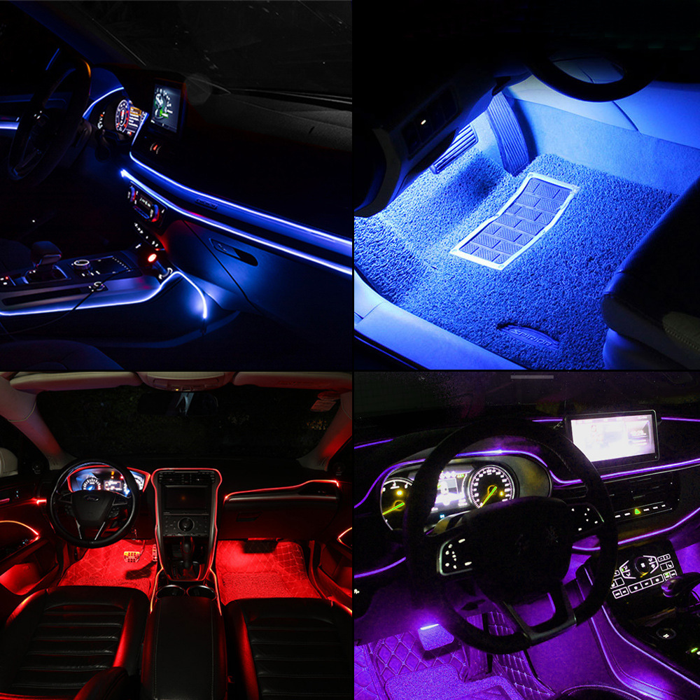 Car cold light atmosphere lamp fiber optic line lamp APP one drag 13 Cold Light remote control RGB foot atmosphere lamp