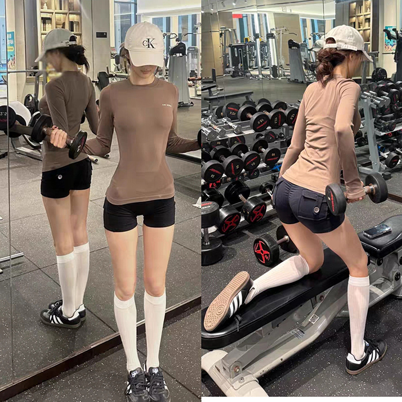 Одежда для йоги для женщин осенью и зимой, облегающие спортивные топы и леггинсы