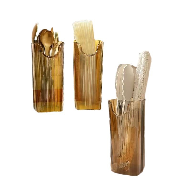 Wall-Mounted Umbrella Storage Tube Transparent Punch-Free Home Kitchen Chopsticks Spoon Storage Rack Cabinet Wall-Mounted Storage