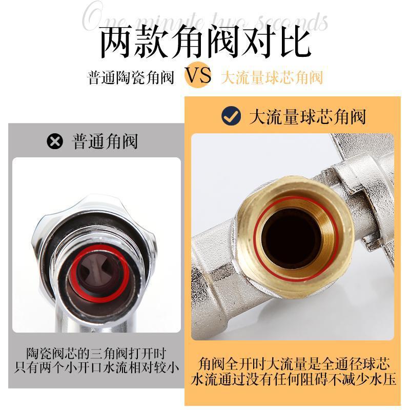 All copper large flow triangle valve spherical all-through switch toilet water heater cold and hot water stop valve 4 points 6 points angle valve
