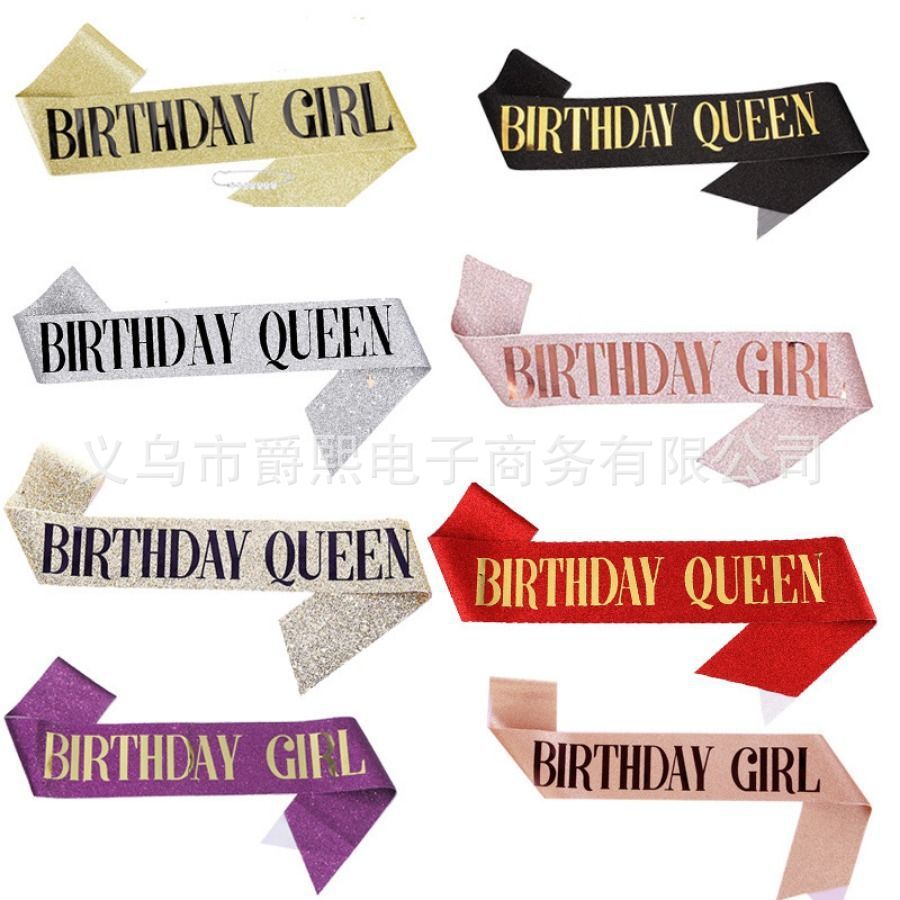 Кросс-бодерный день рождения лямка для плеча день рождения королева девочка блестящий день рождения свадьба вечеринка лента этикет