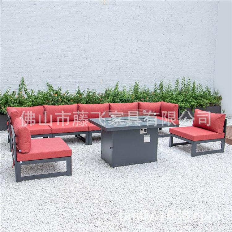 Tengfei Furniture Outdoor Garden Furniture Villa Simple Exposed Tube Disassembly and Assembly Aluminum Sofa Cross-Border Aluminum Outdoor Sofa