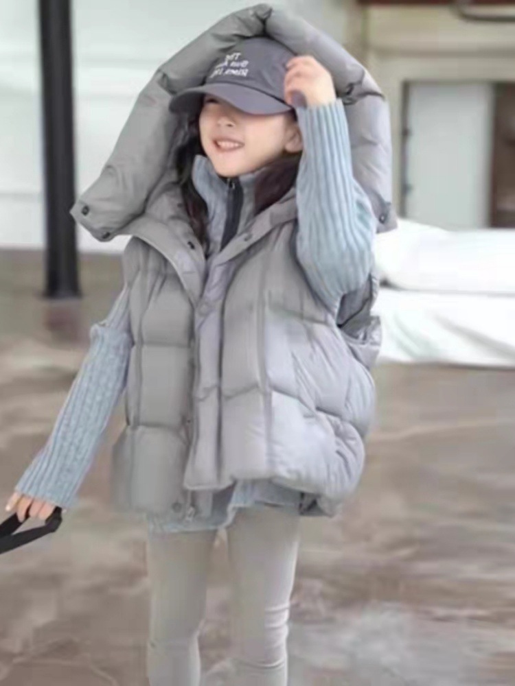 Girls' Down Jacket Vest Autumn and Winter 2024 New Fashionable Children's White Duck Down Korean Style Girls' Ware Jacket Western Style