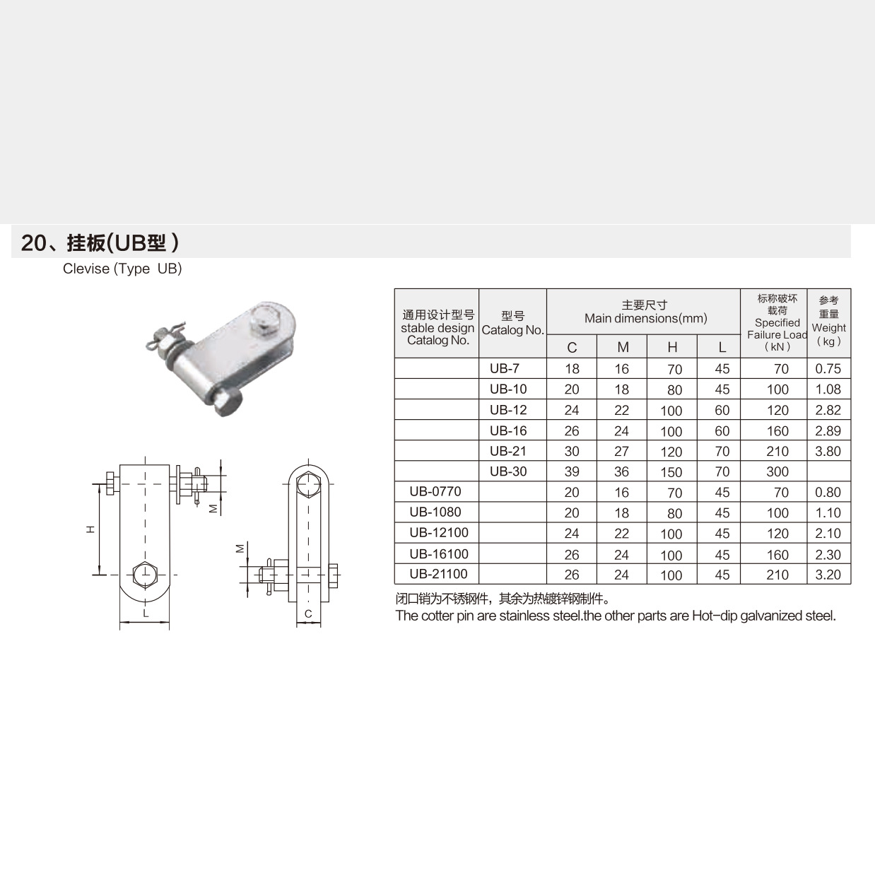 Hanging Plate Ub Hanging Plate Ub-0770 1080 12100 16100 21100 Hot-Dip Galvanized Steel Parts National Standard