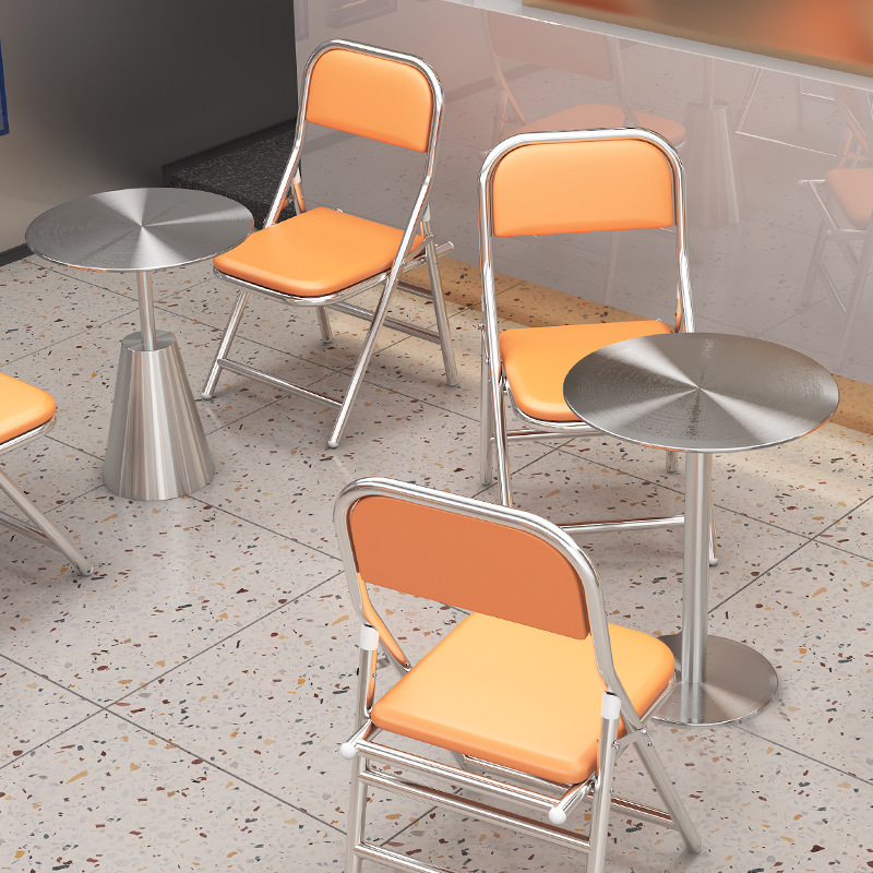 Stainless Steel Solid Round Table Industrial Style Coffee Table Dining Table Dessert Bar Milk Tea Shop Metal Small Round Table Chair Square Table