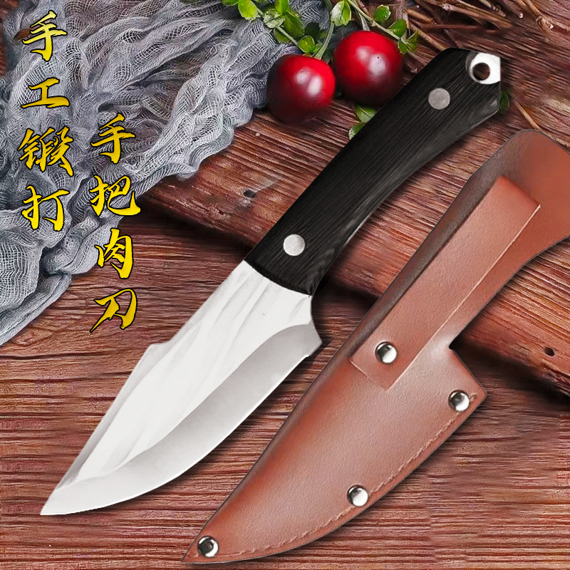 Handmade forged stainless steel meat cutting knife sharp knife split butcher pig killing knife bone cutting knife Yangjiang handle meat knife